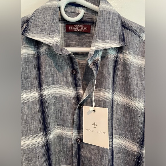 NWT Michael Duru Button Down Plaid Medium - Picture 3 of 6